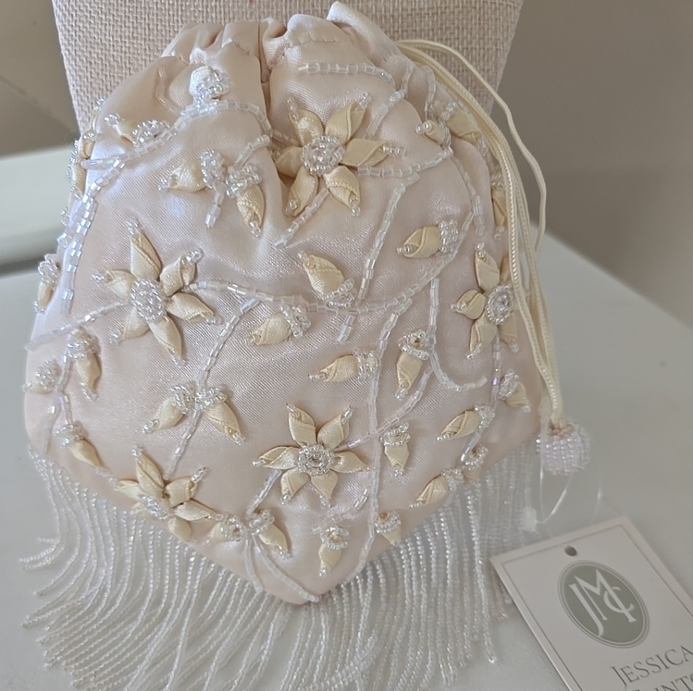 Jessica McClintock Beaded Floral Evening Bag in Light Pink